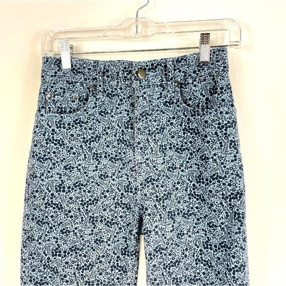Boden Denim Pants Size 4R Straight Button Front Jeans Blue Floral Print 5 Pocket - Picture 2 of 6